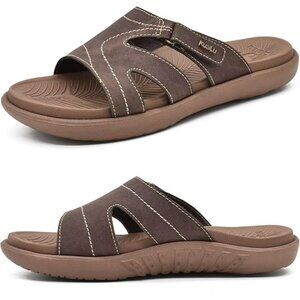 Kuailu Size 9.5 Vegan Leather Sandals Open Toe Adjustable Buckle Memory Foam